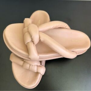 Arezzo Tan Knotted Slide Sandals